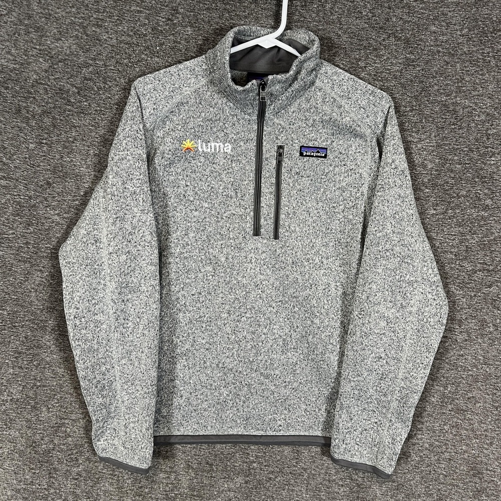 Patagonia Sweater Mens Small Gray‎ Better Sweater 1/4 Zip Fleece Luma Logo